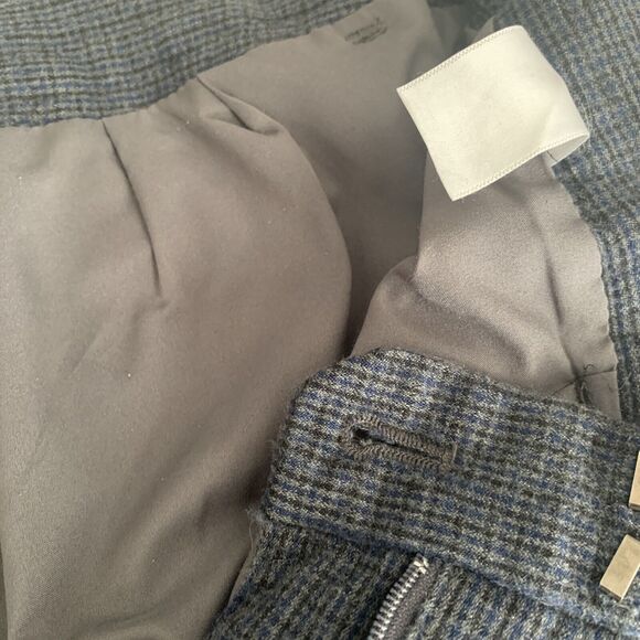 Talbots Italian Flannel Cropped Pants Cuffed Gray Blue Black Plaid 12P Wide Leg - Picture 11 of 11